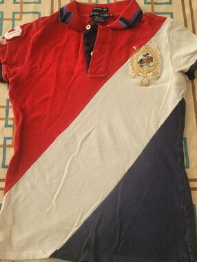 Ralph Lauren SKINNY POLO Big Pony Crest Rugby short sleeve Shirt Top vintage XS